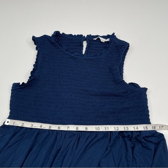 The Nines by Hatch Dress Blue Sleeveless Smocking Maternity Stretchy Comfy Baby - Picture 7 of 12